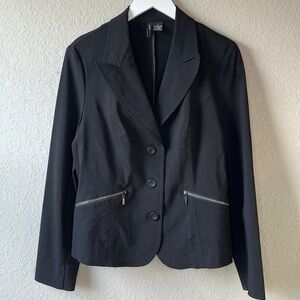 Mixit Stretch Button Down Single Breasted Blazer Jacket Zipper Pockets Size 16